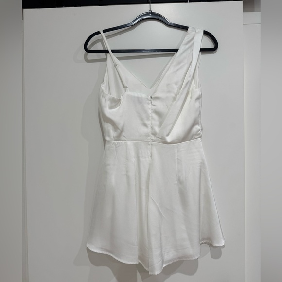 Lulus Likely Lover Ivory Satin Asymmetrical Cowl Neck Romper - Picture 6 of 7